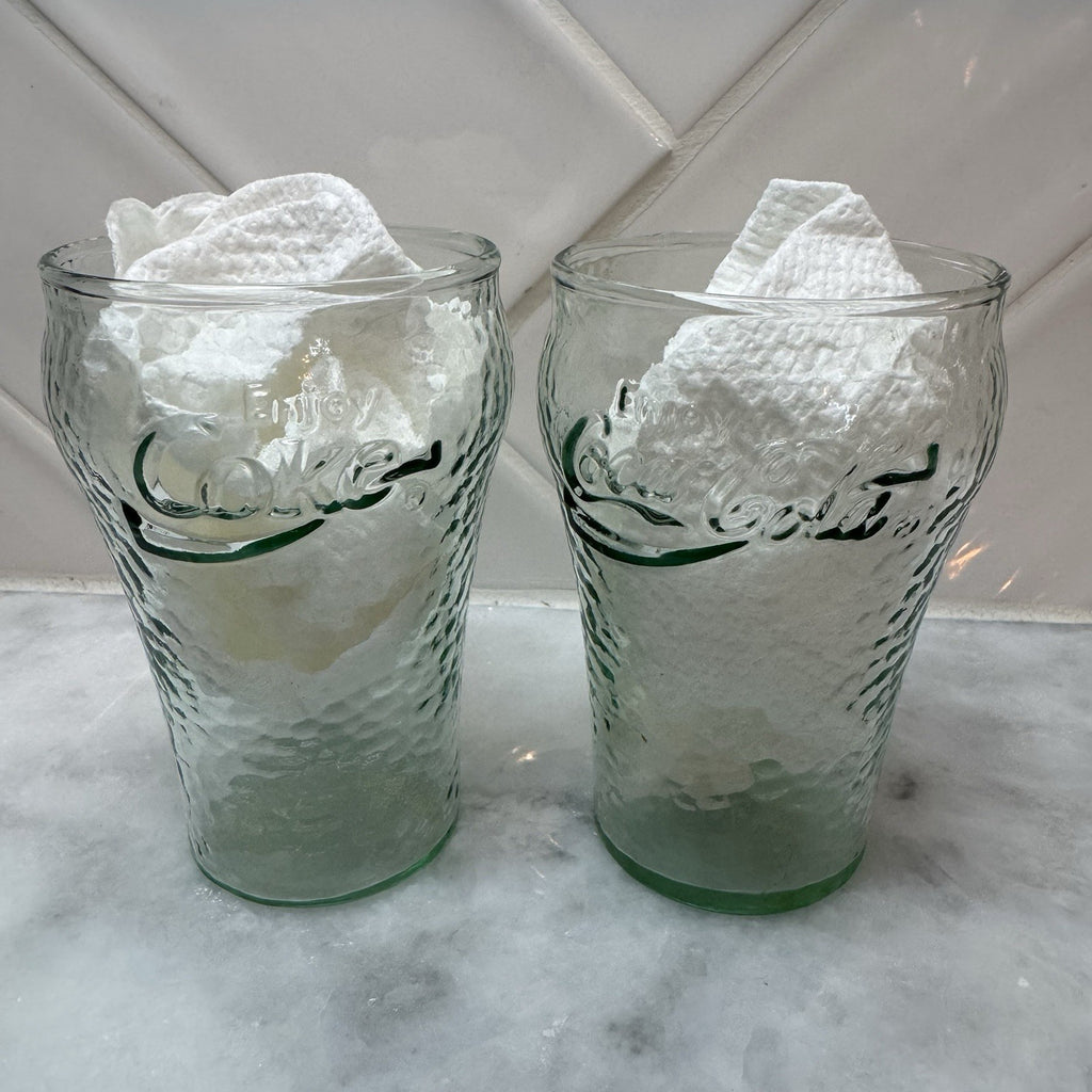 Vintage 4" Coca Cola Coke Embossed Pebbled Glasses - Set 2