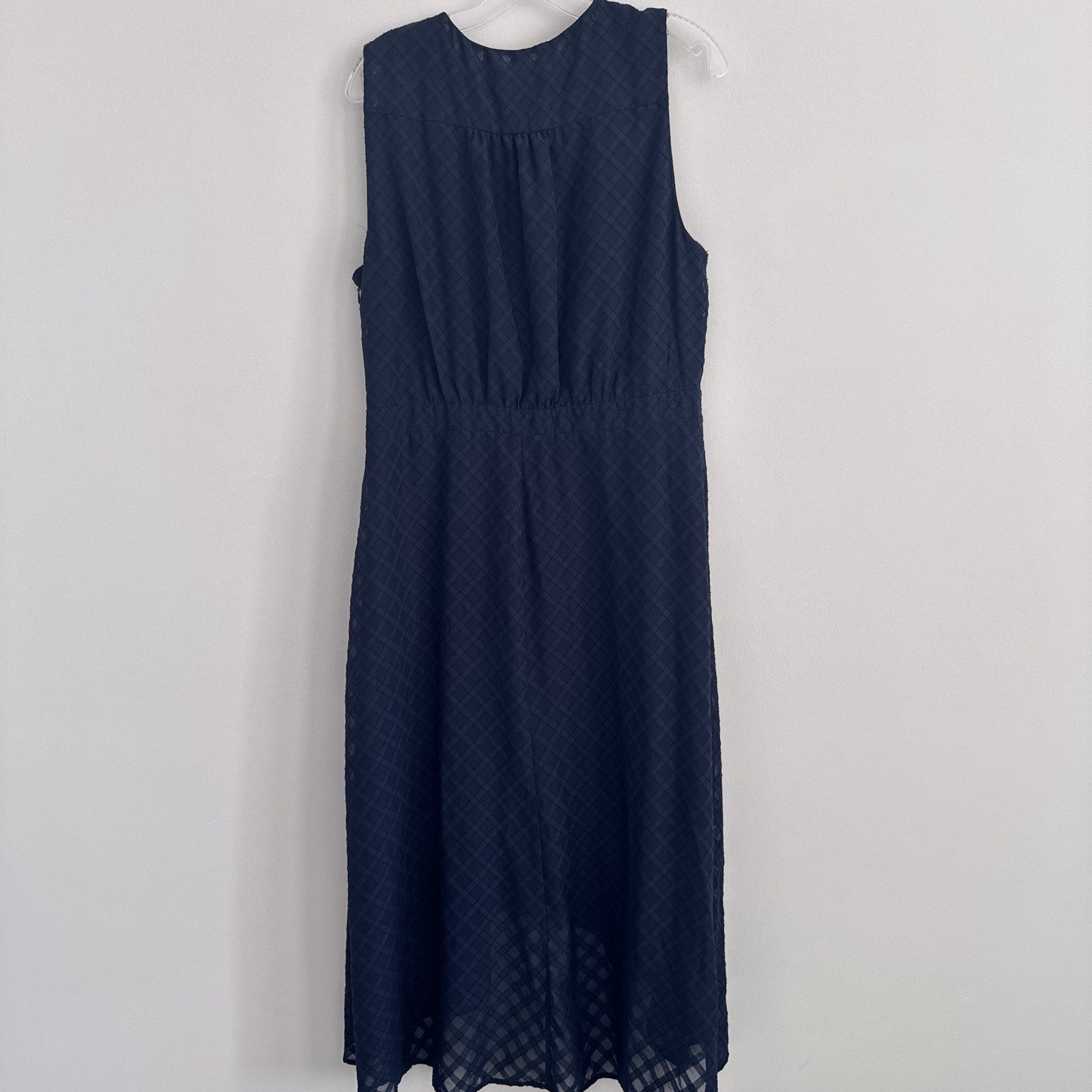 Tommy Hilfiger Navy Midi Dress 14 Sleeveless V Neck Lined