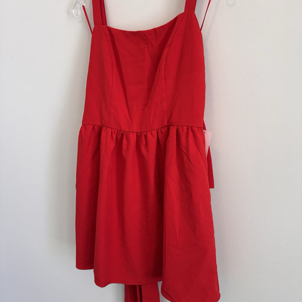 NWT Aura Boutique Womens M Red Dress Oversized Bow Tie Back Open Back