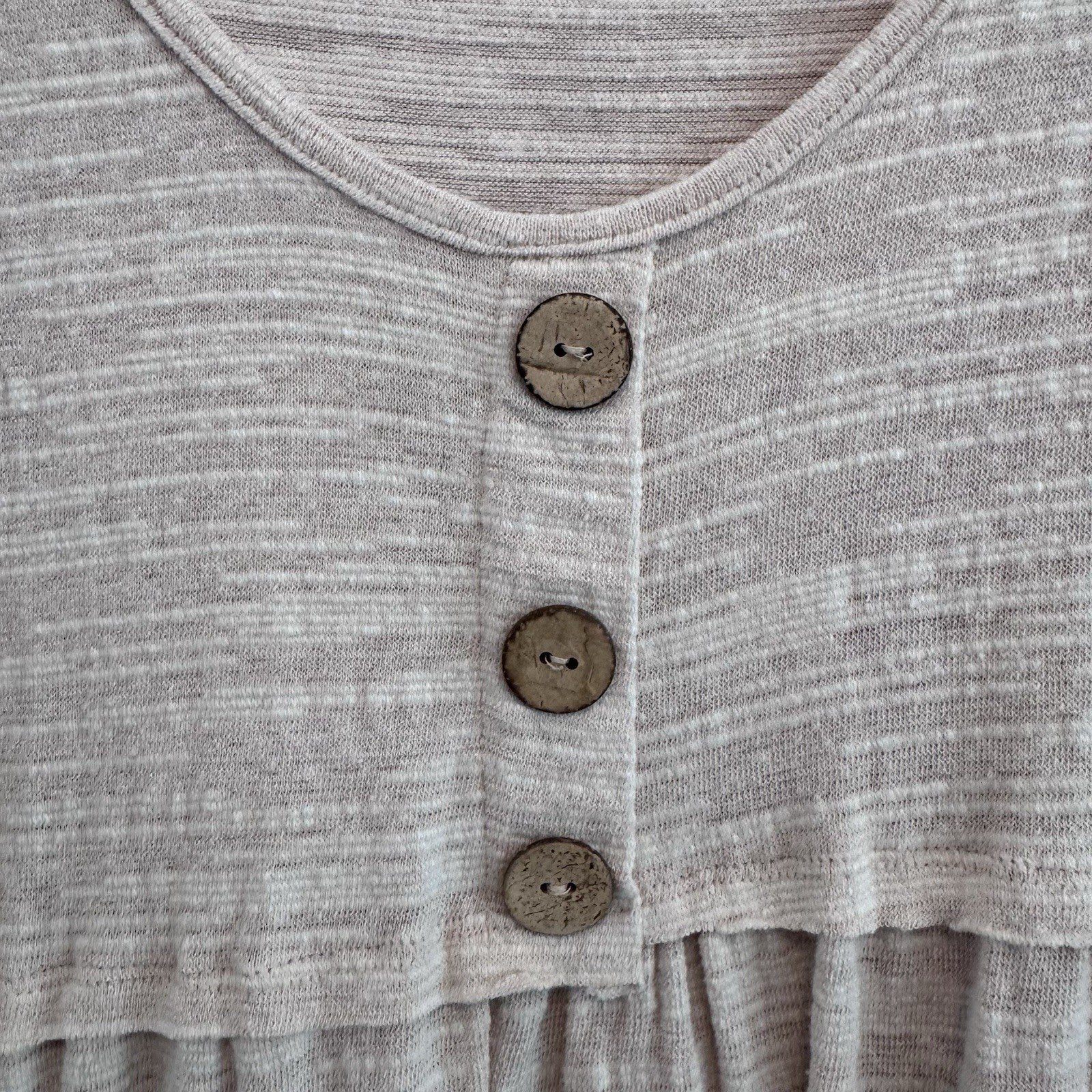 Peach Love California Blush Beige Babydoll Top Small Boho Long Sleeve USA