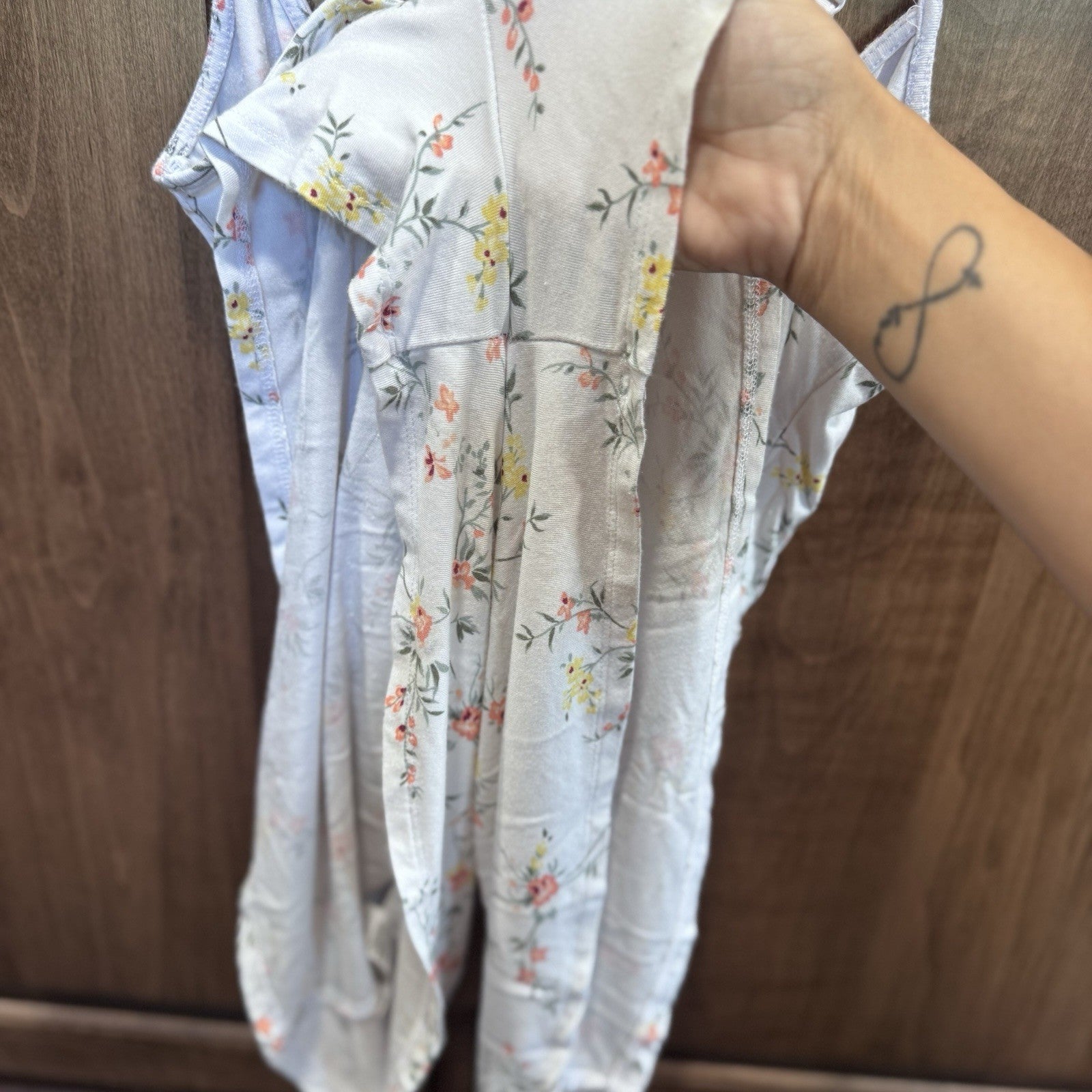 Garage Women’s Floral Mini Dress Romper XS White Pink Yellow Spaghetti Strap