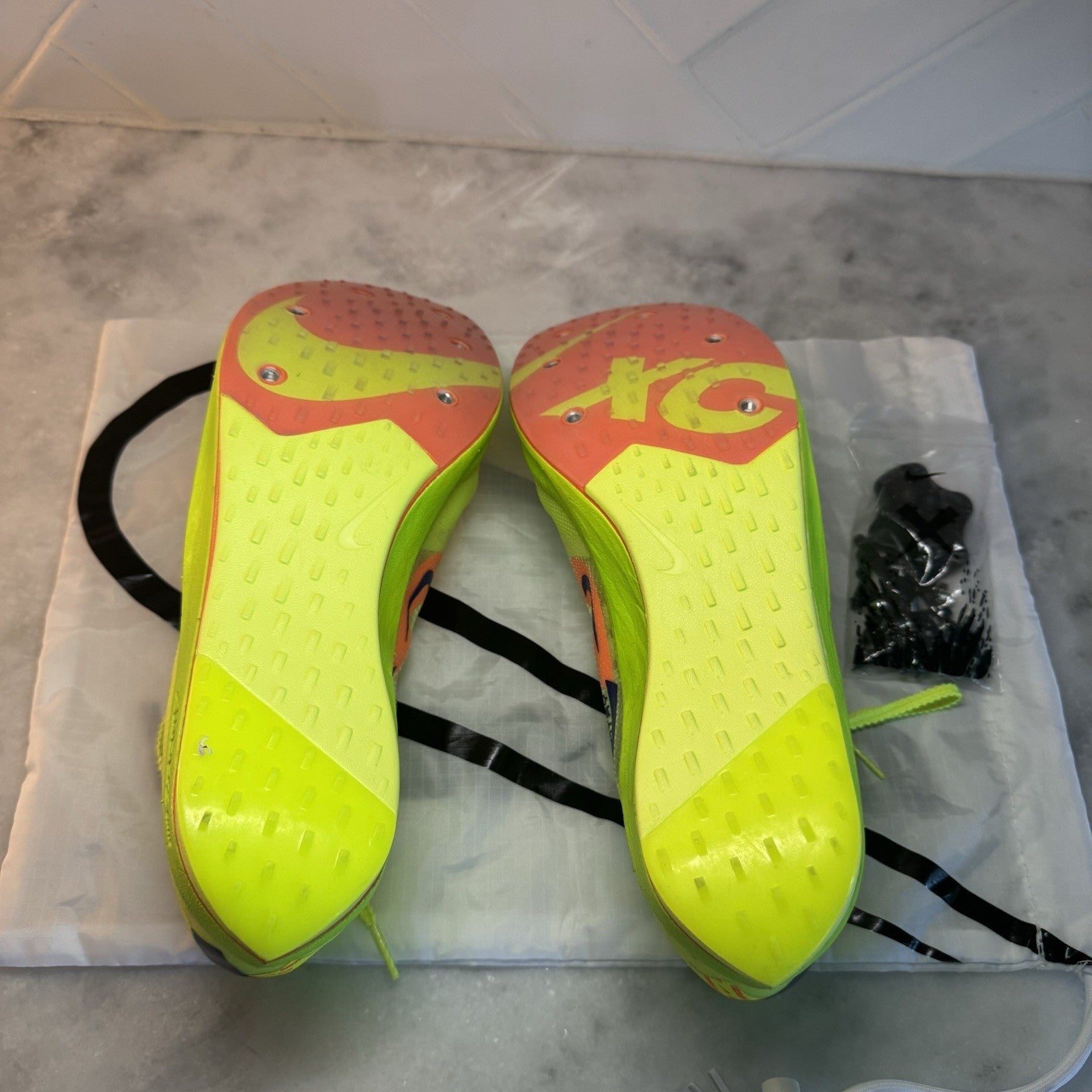 Nike Zoom XC Cross Country Racing Spikes Volt Size 14 New W/Bag Dragonfly