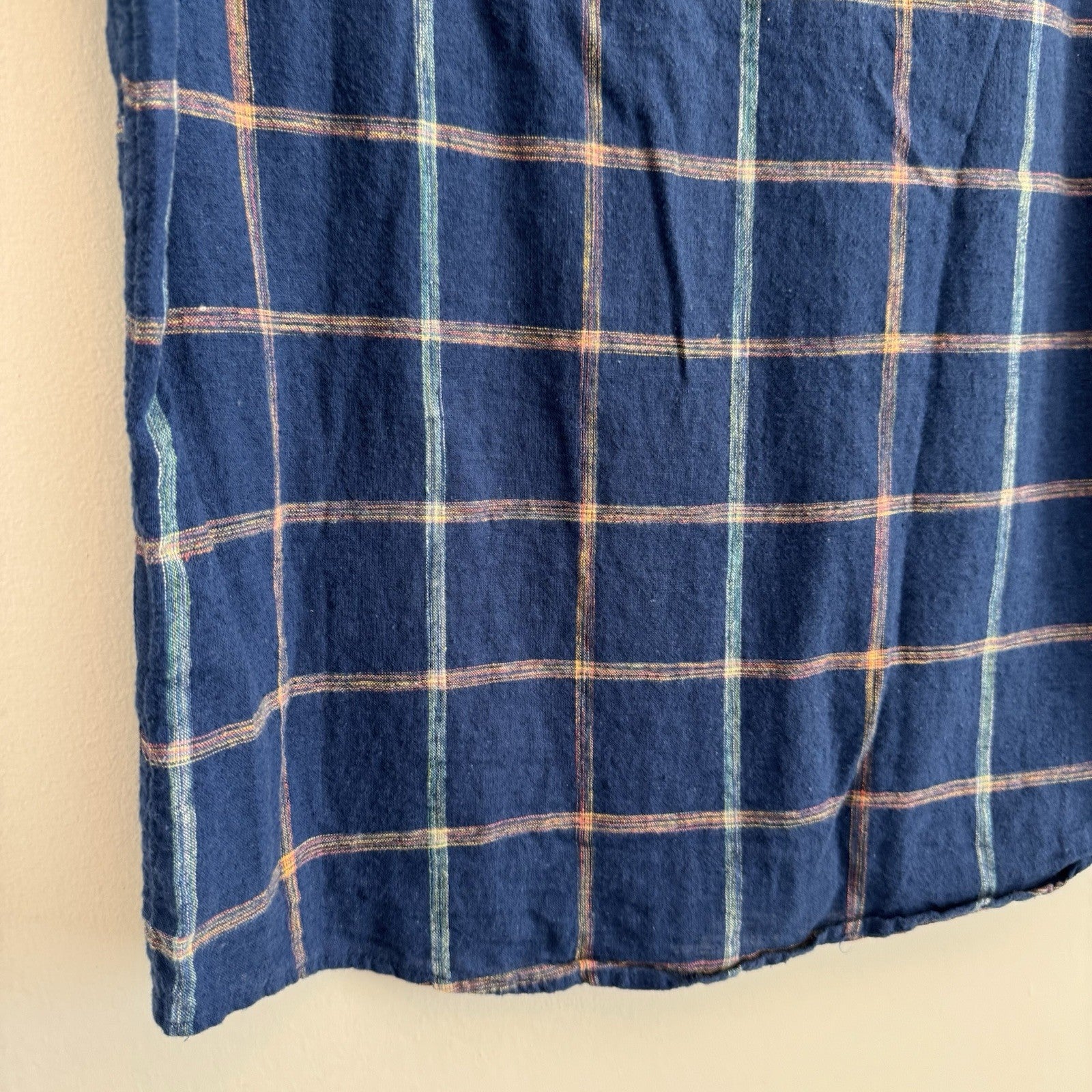 Hollister Plaid Button Down Shirt Mens M Blue Cotton Blend Short Sleeve Casual 