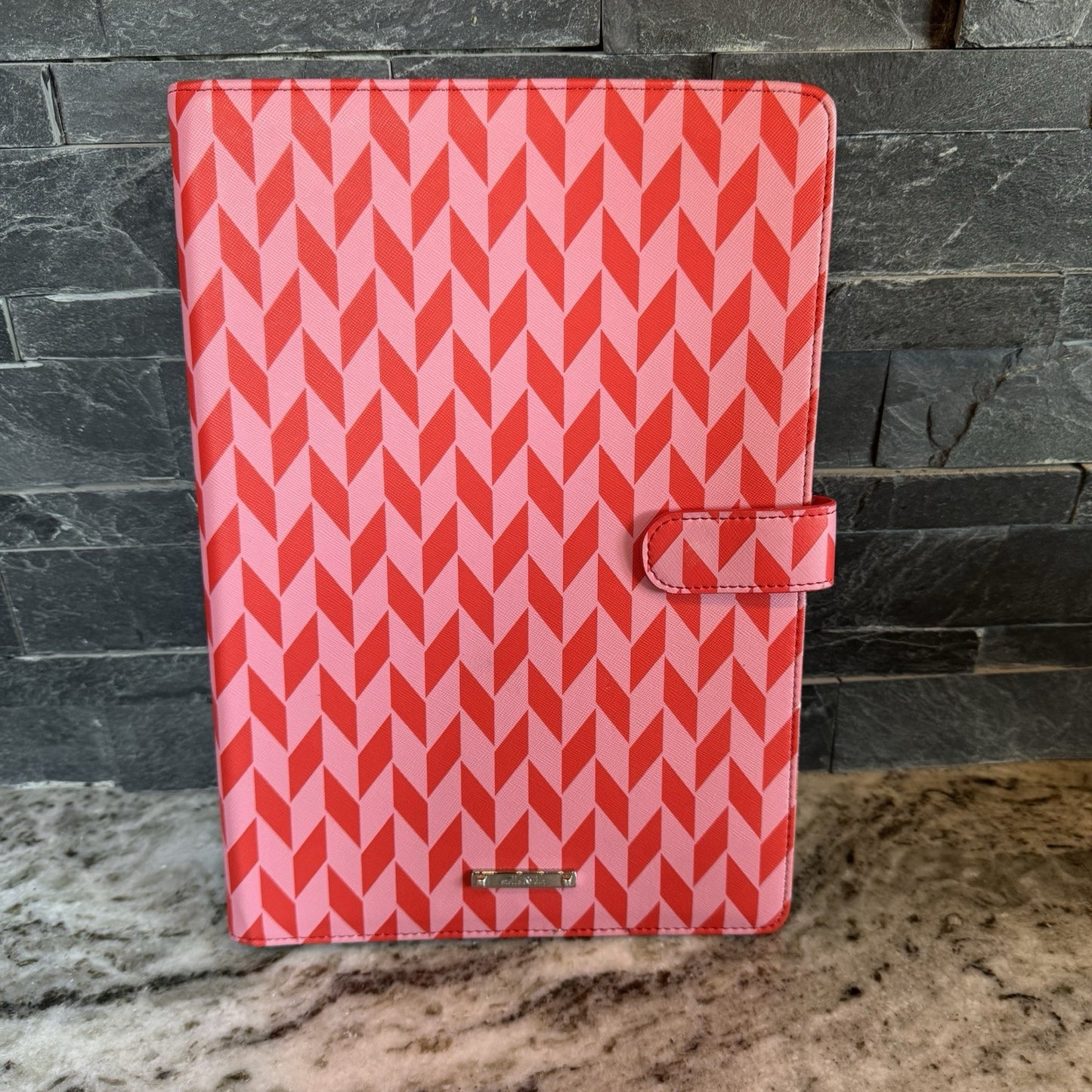 Stella & Dot Pink & Red Chevron Jewelry Necklace Organizer Hardcover Binder