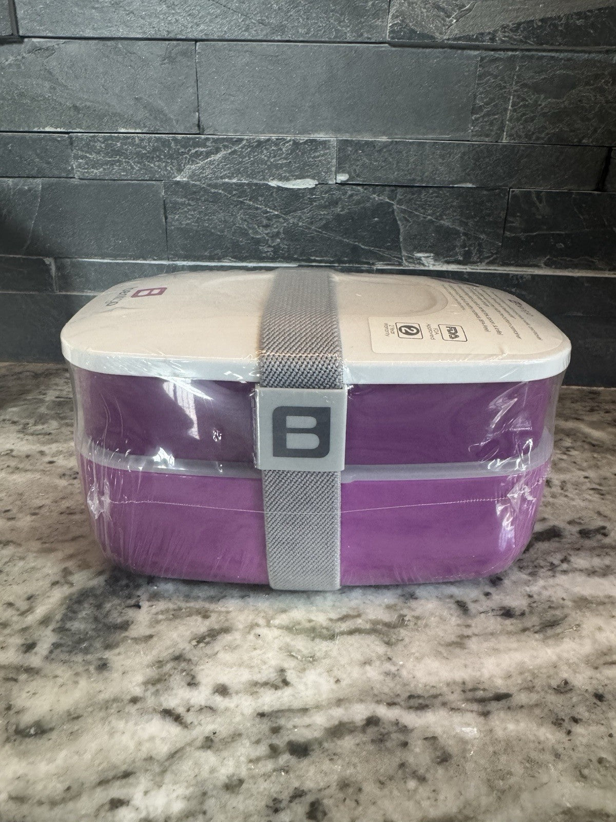 Purple Portable BentGo Box Double Lunch Box Food Storage Container Elastic Band