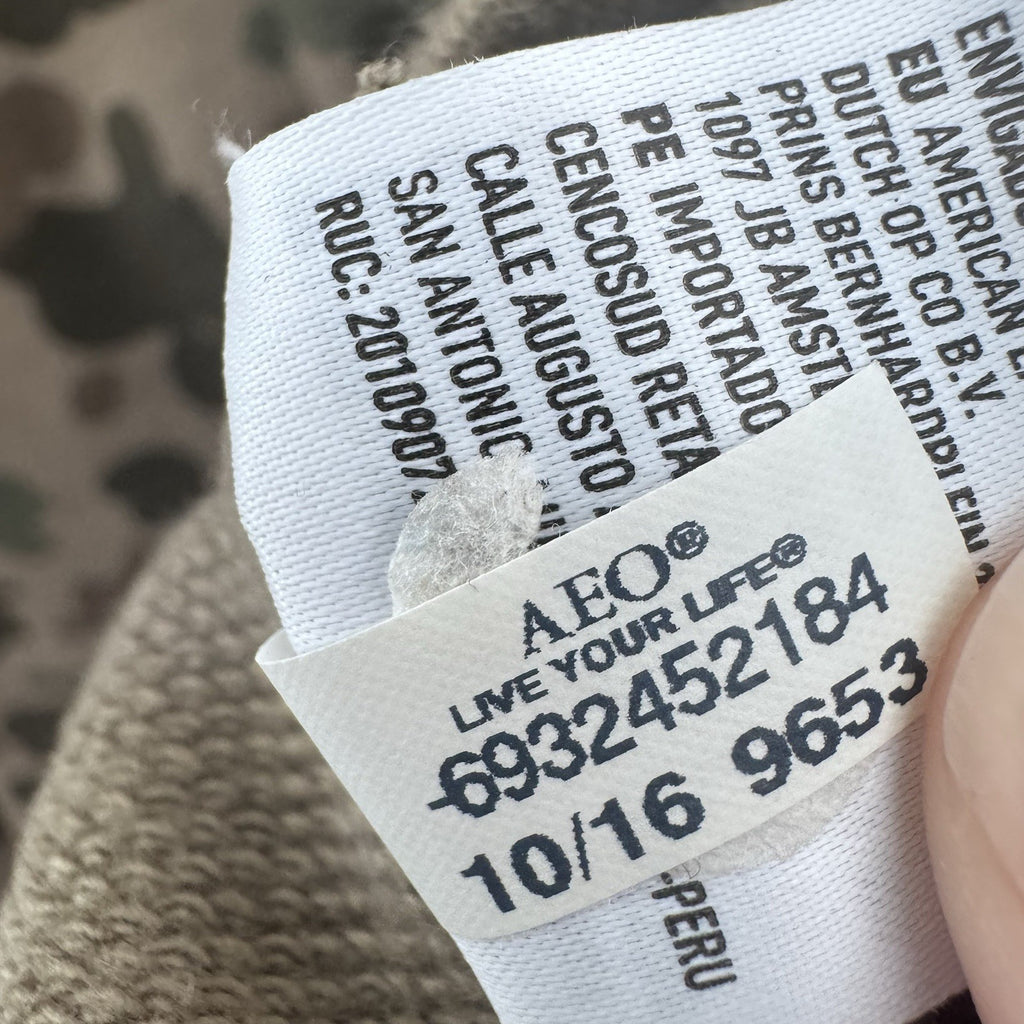 American Eagle Camo Sweatshirt XL Side Zip Crewneck Pullover Y2K Rare