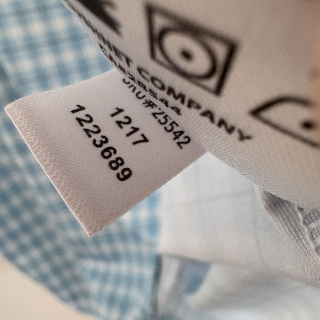 FJ Golf Polo Shirt Mens Large Blue White Gingham Plaid Performance Pocket