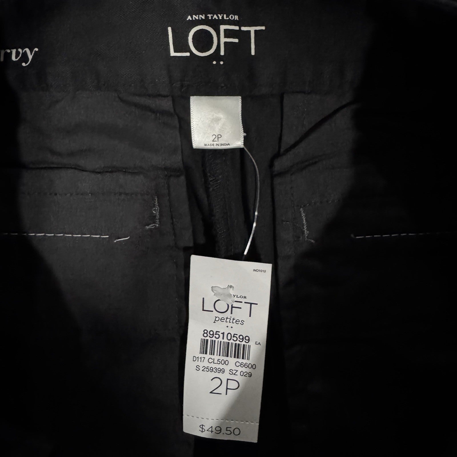 Ann Taylor LOFT Curvy Cropped Pants 2P Petites Black Stretch Dress Slacks NWT