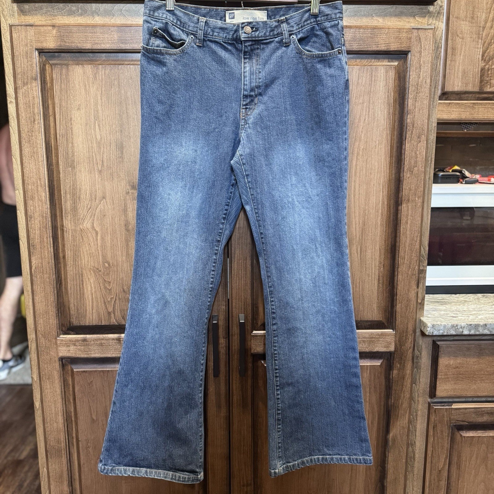 Vintage GAP Low Rise Flare Jeans 12R Blue Y2K Stretch Denim Made in Madagascar
