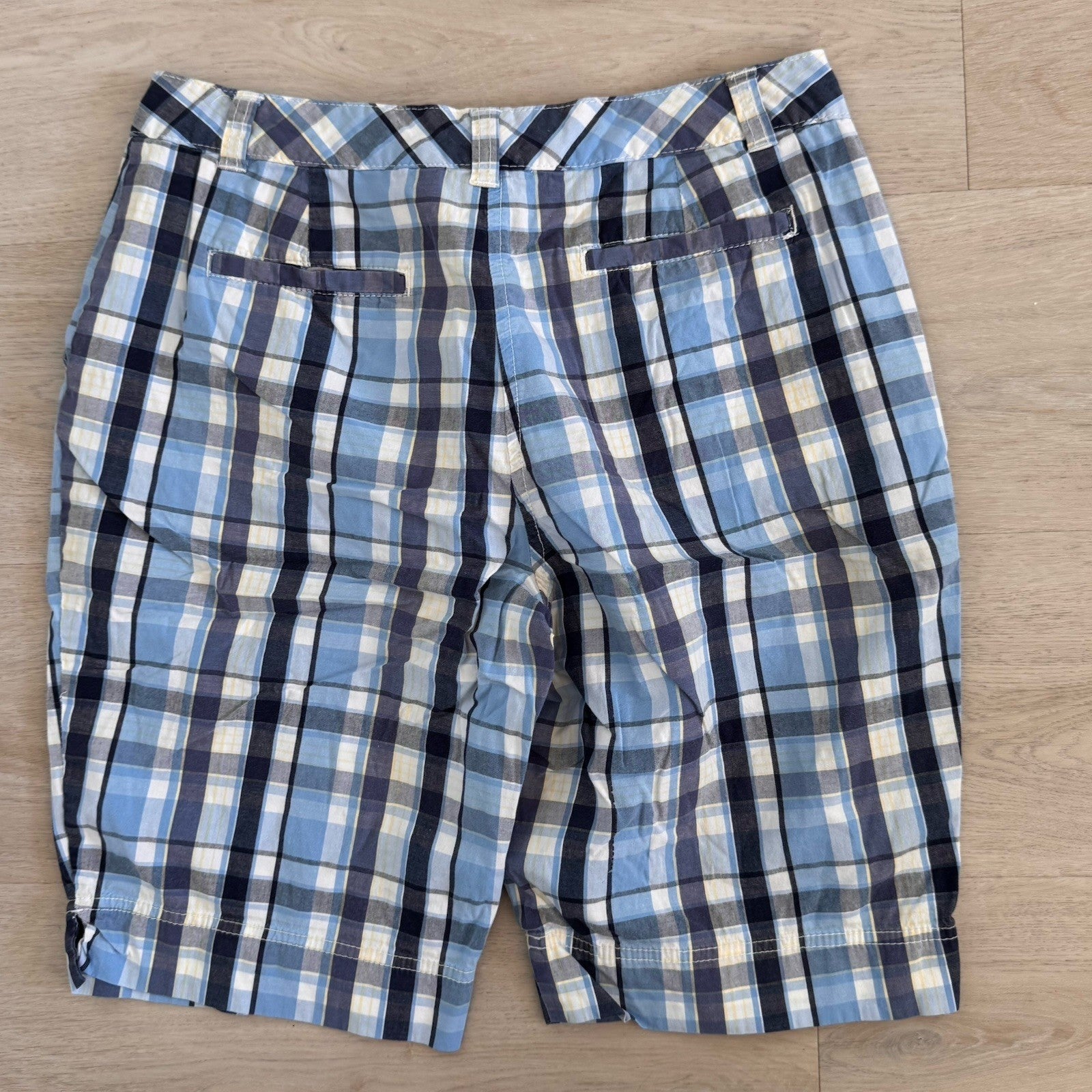 Kimi & Rogers Plaid Bermuda Shorts Womens 8P Blue Y2K Cotton Blend