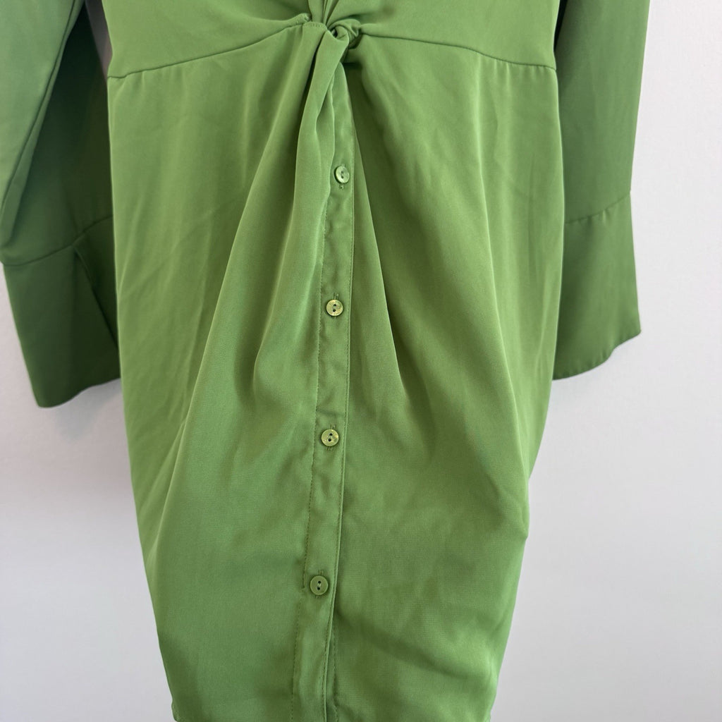 Abercrombie & Fitch Green Mini Shirt Dress Twist Front Size SP