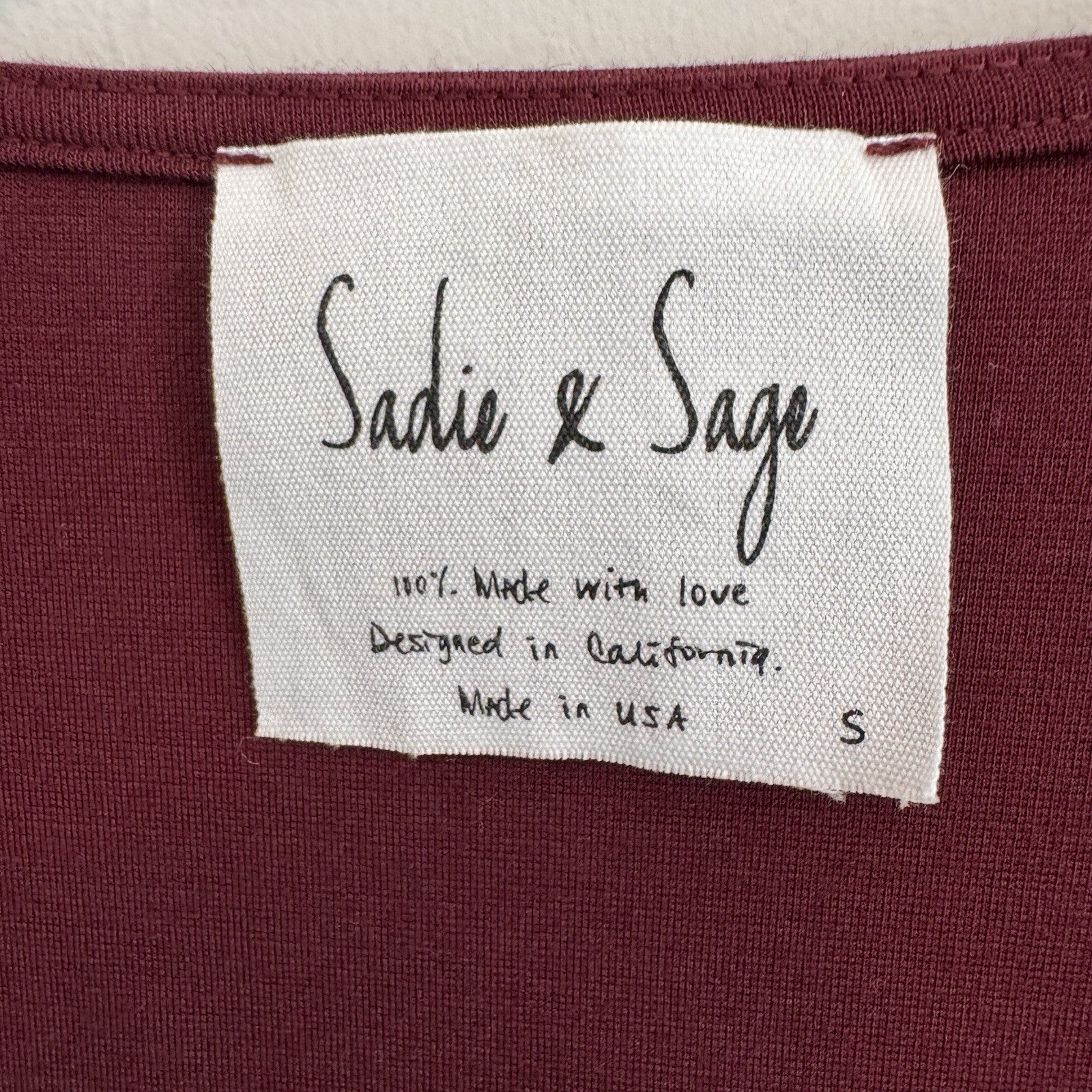 NWT Sadie & Sage Women Small Burgundy Faux Wrap Dress Long Sleeve Boho Boutique