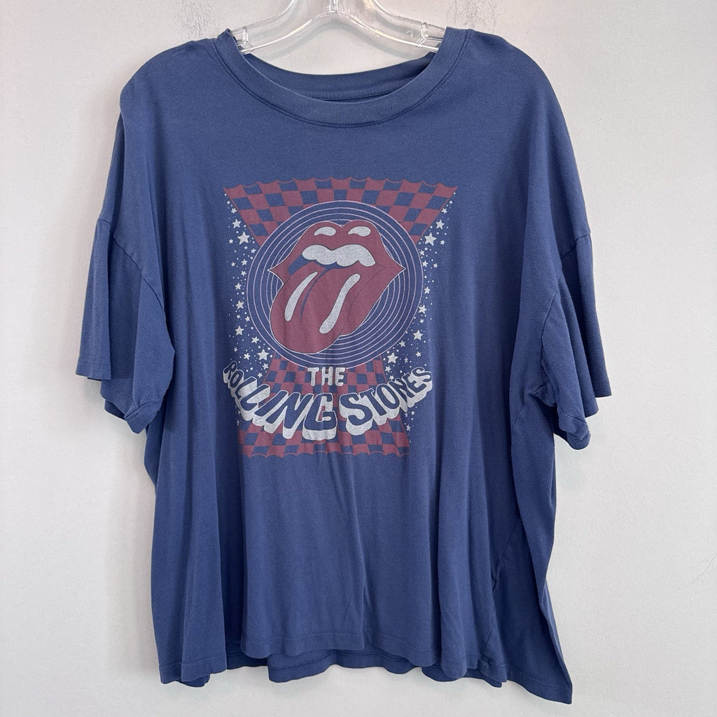 AE Rolling Stones Graphic Band Tee Shirt Women’s XL Blue Rock Concert Cotton OS