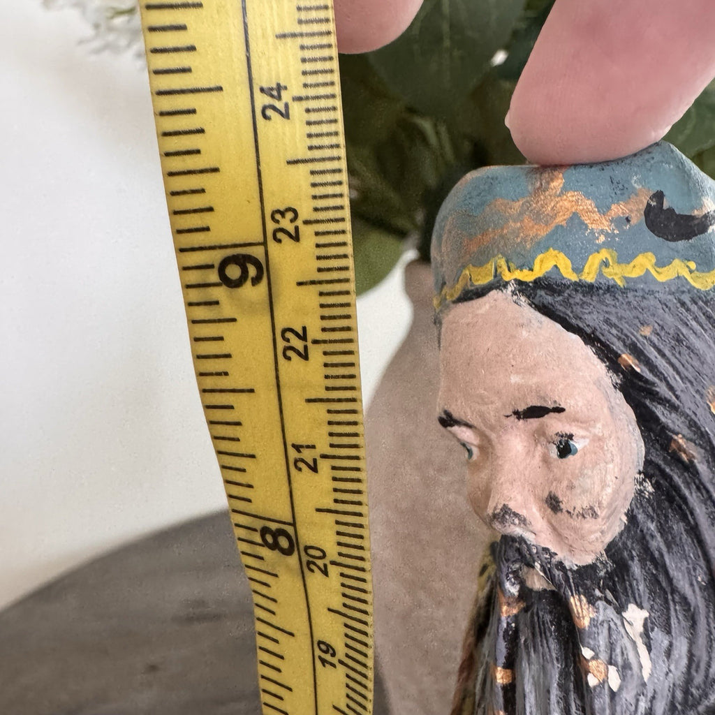 Vintage Oriental Wizard Figurine Wise Man Yin Yang Immortals Chinoiserie 9"