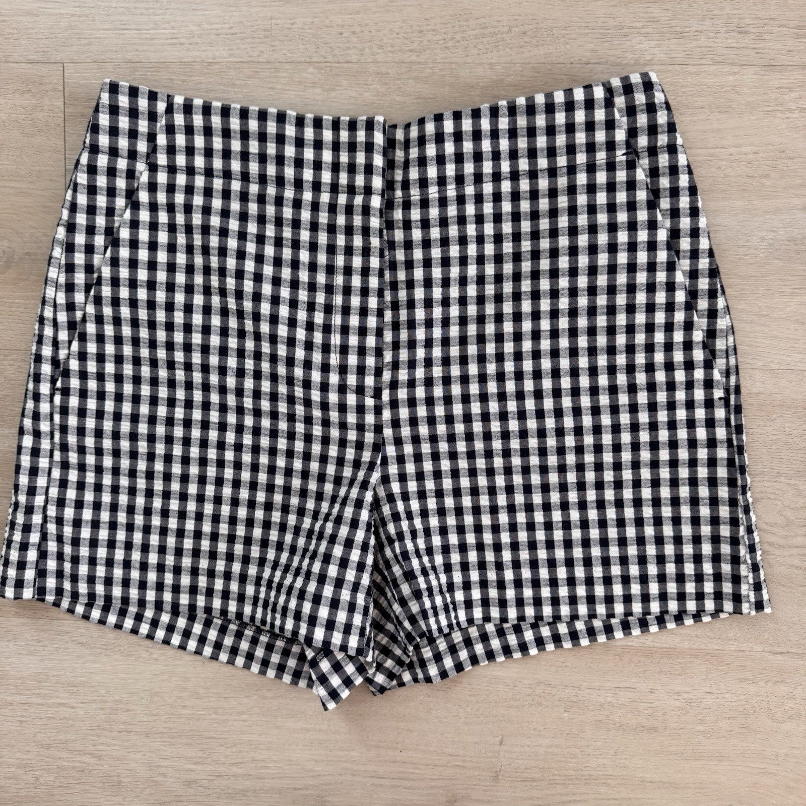 Women’s LOFT 00 Petite Black White Gingham Shorts NWT Cotton Blend