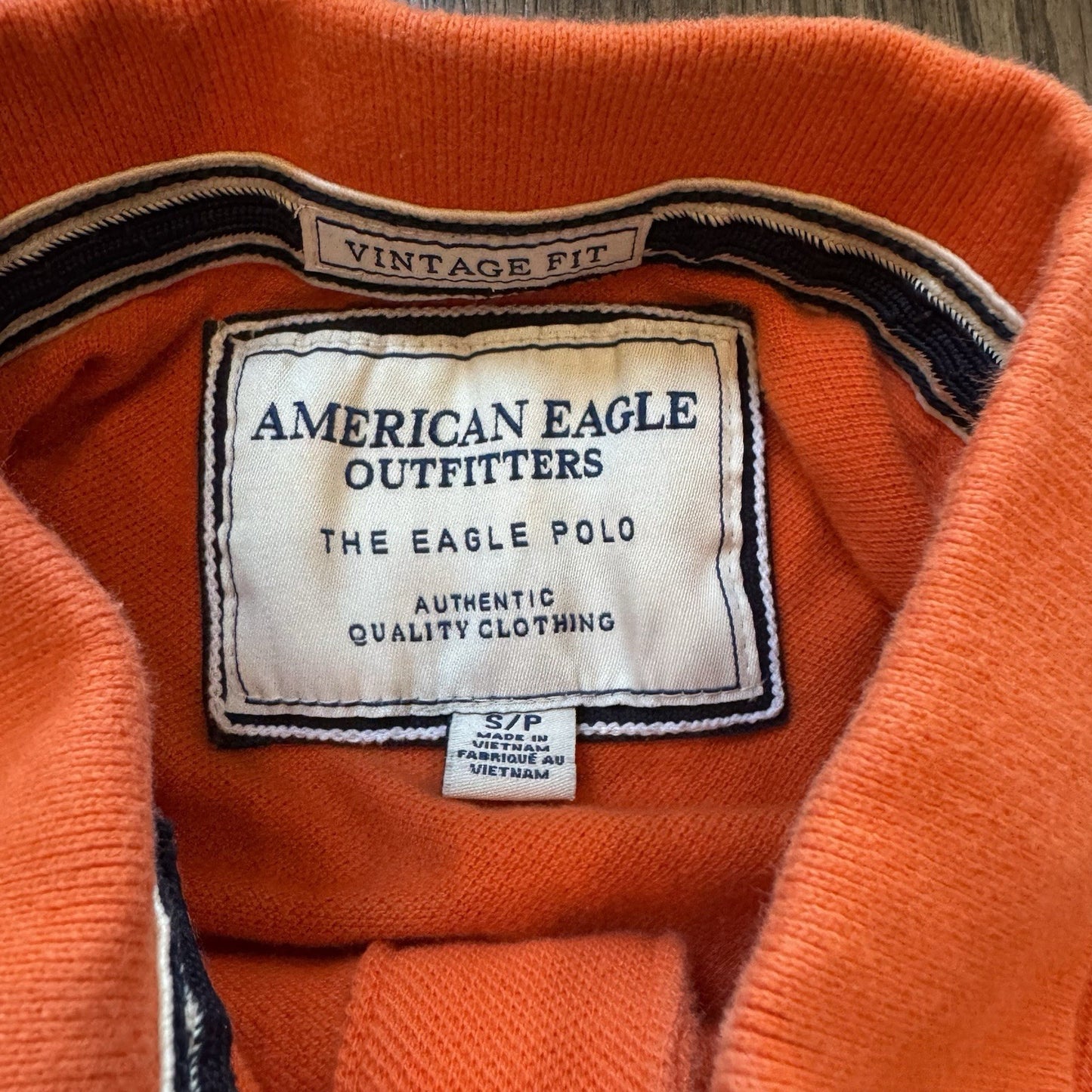 American Eagle Eagle Polo Shirt Men’s Small Orange Vintage Fit Cotton