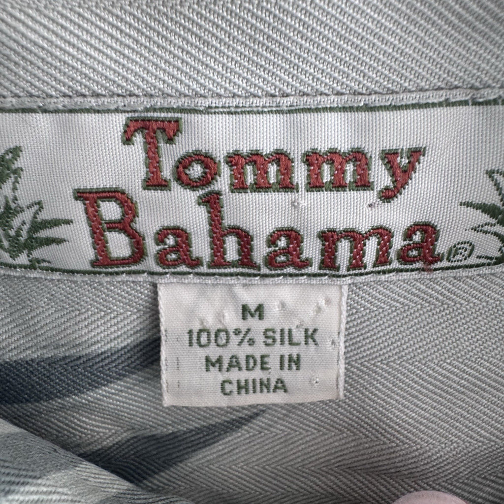 Tommy Bahama Silk Hawaiian Shirt Mens Medium Green Floral Tropical