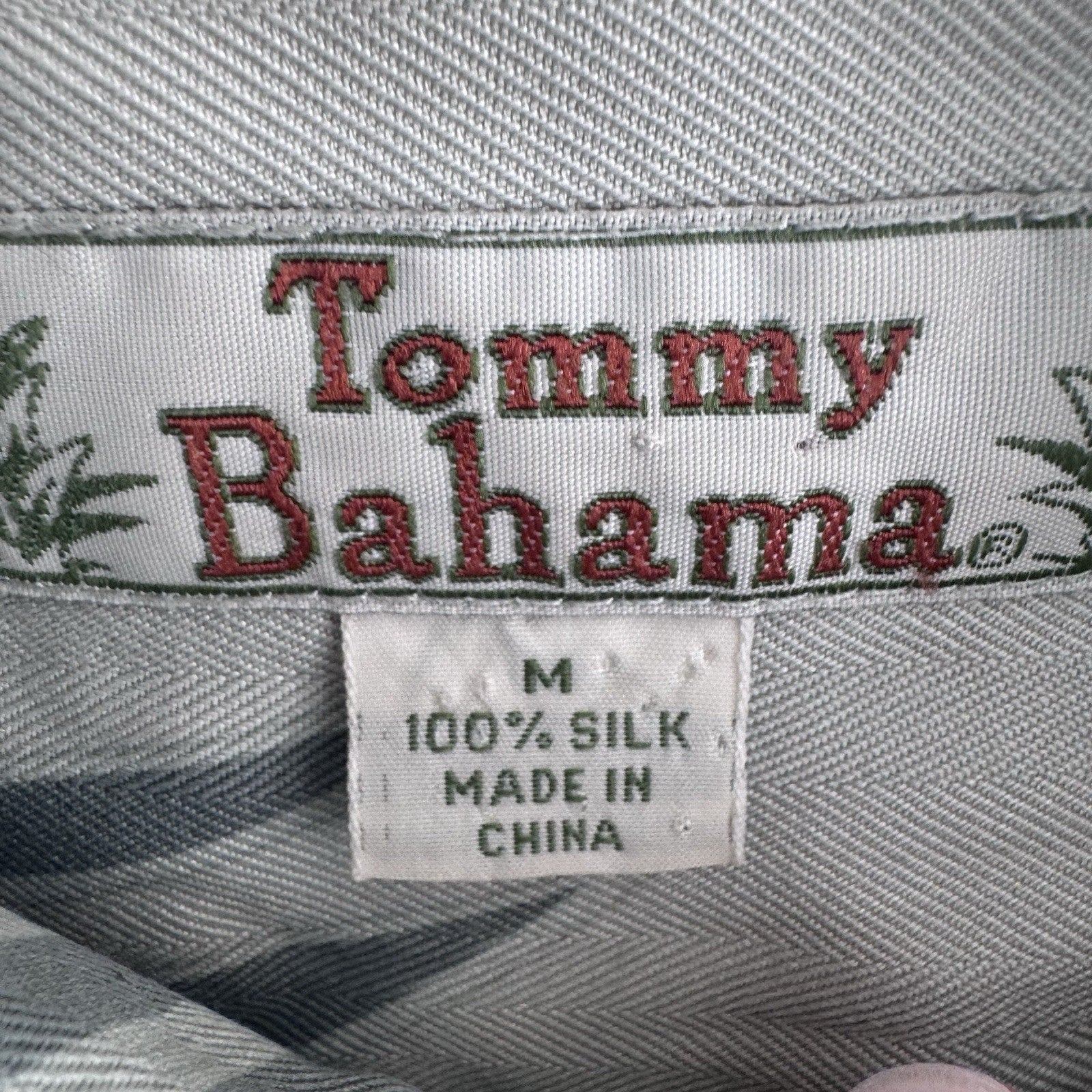 Tommy Bahama Silk Hawaiian Shirt Mens Medium Green Floral Tropical
