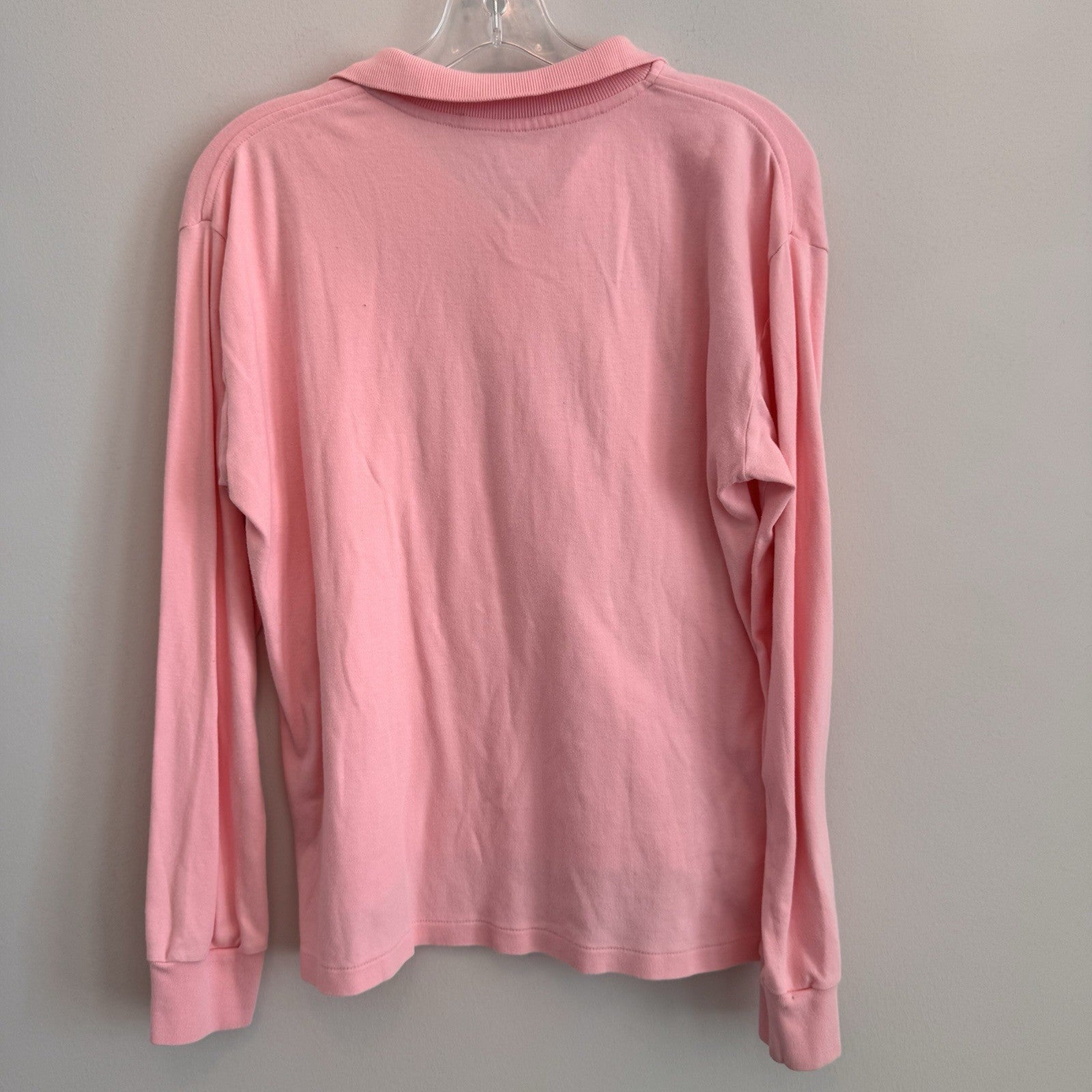 Ralph Lauren Polo Sport Shirt Women’s Medium Pink Long Sleeve Rugby Polo Y2K