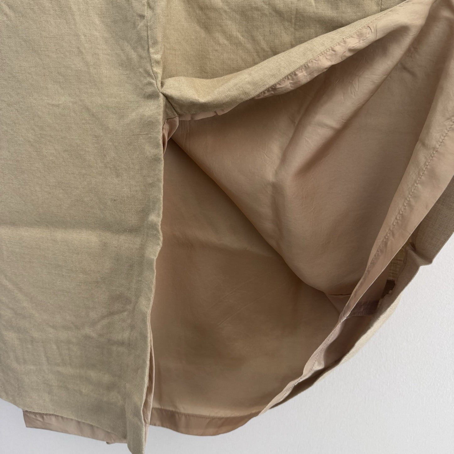 Y2K Talbots Linen Blend Skirt 10 Beige Midi Lined Classic Career