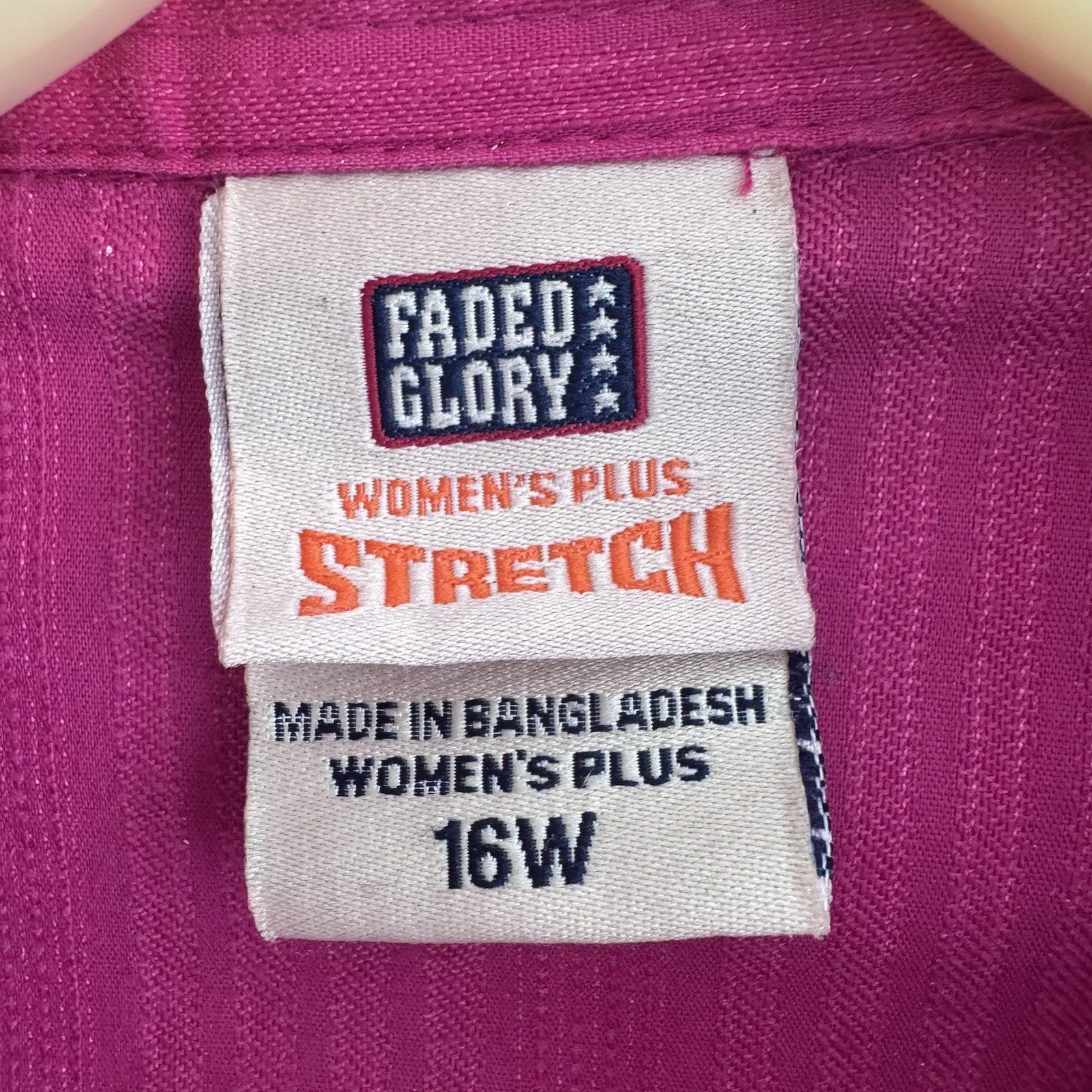 Faded Glory Plus 16W Pink Zip Front Stretch Jacket Top Cotton Blend 