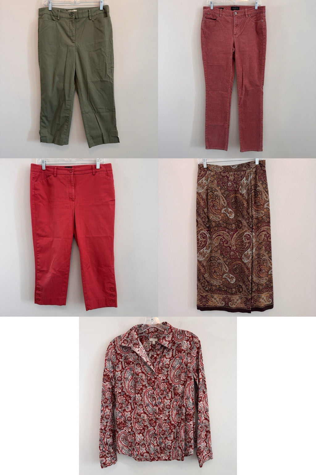 Talbots Women’s Size 8 Lot Corduroy Pants Capris Paisley Skirt Top Silk VTG