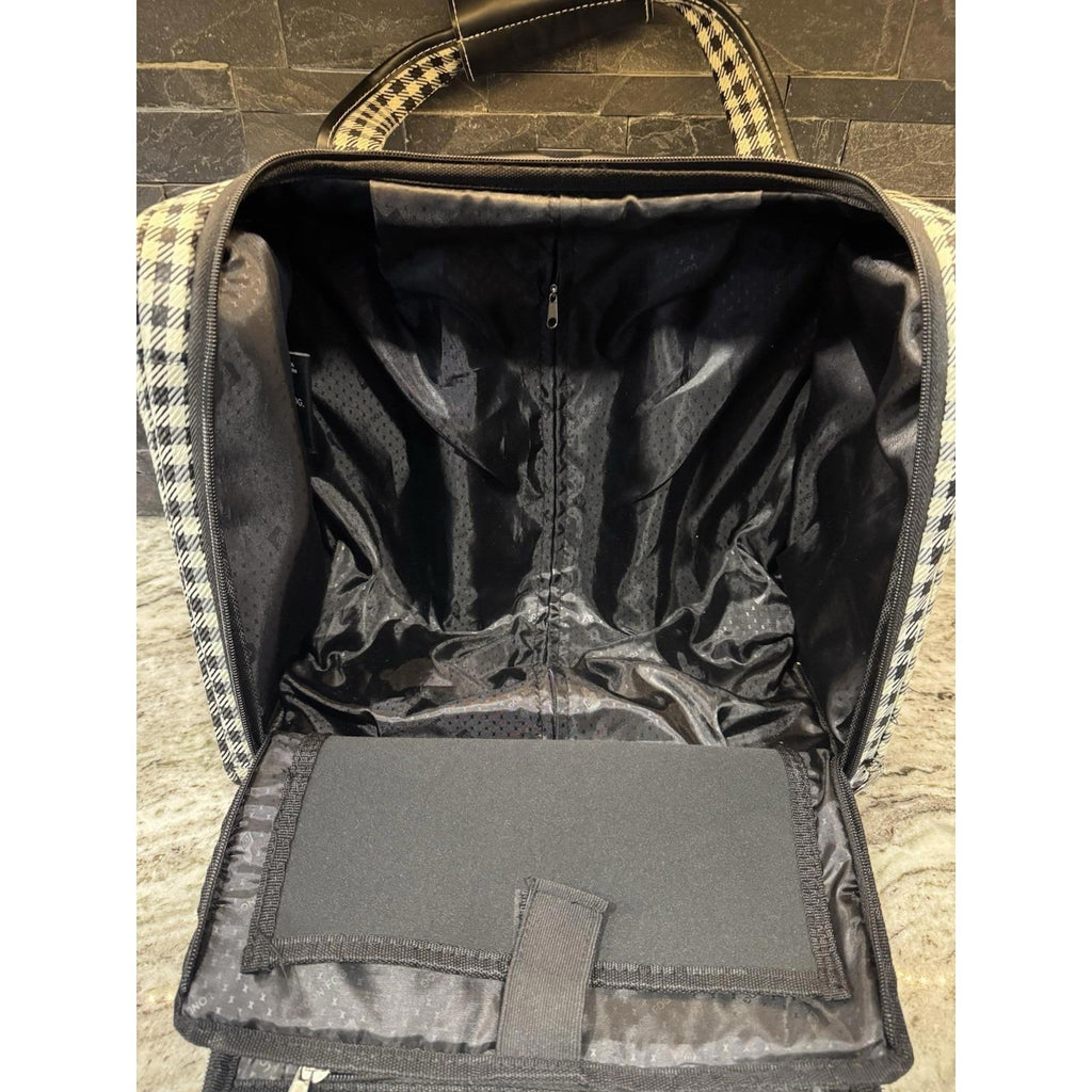 London Fog Under Seat Bag 15 In Sheffield 2 Wheels Carry- Retails 160 plaid