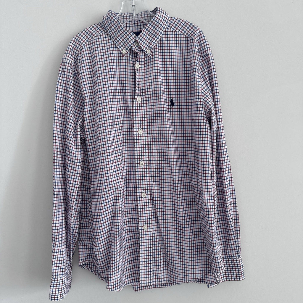 Polo Ralph Lauren Plaid Button Down Shirt Mens M Red Blue Cotton 
