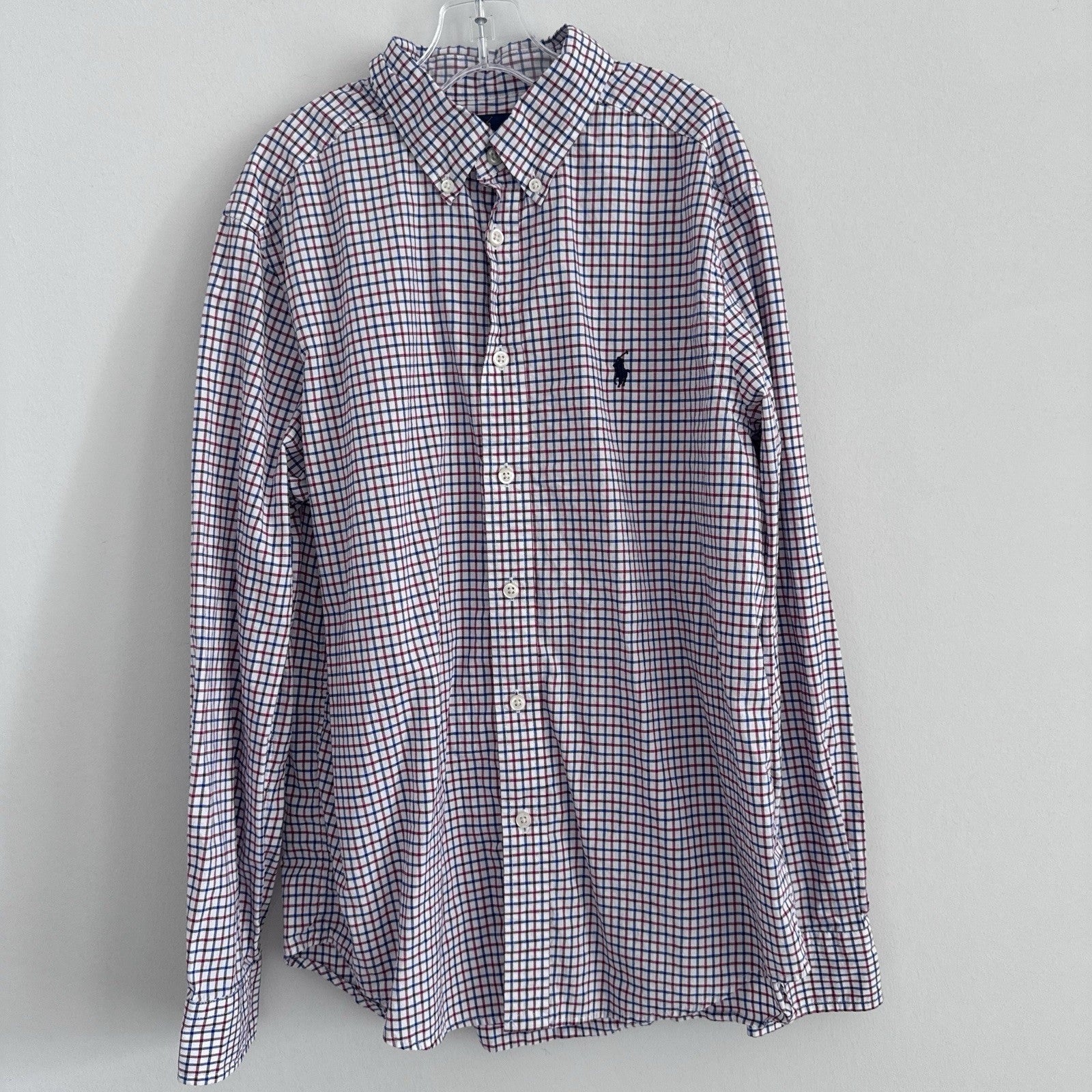 Polo Ralph Lauren Plaid Button Down Shirt Mens M Red Blue Cotton 