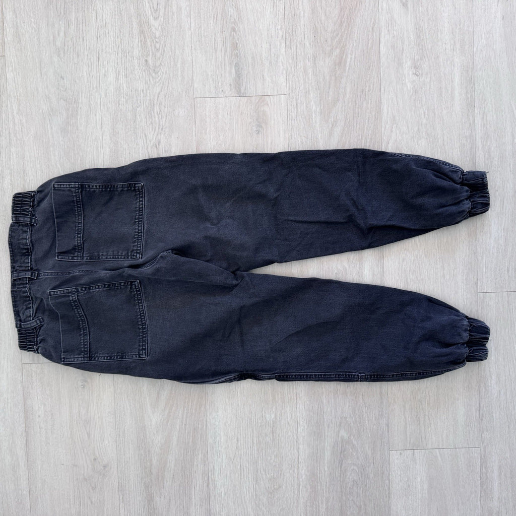 Forever 21 Premium Jogger Jeans Women Small Black Cargo Elastic Waist Denim