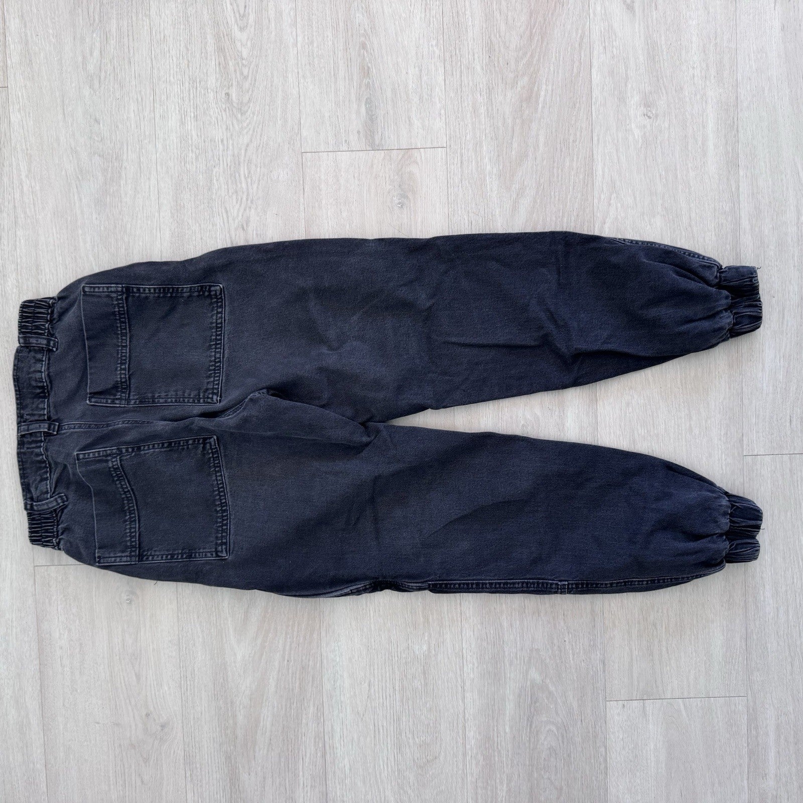 Forever 21 Premium Jogger Jeans Women Small Black Cargo Elastic Waist Denim