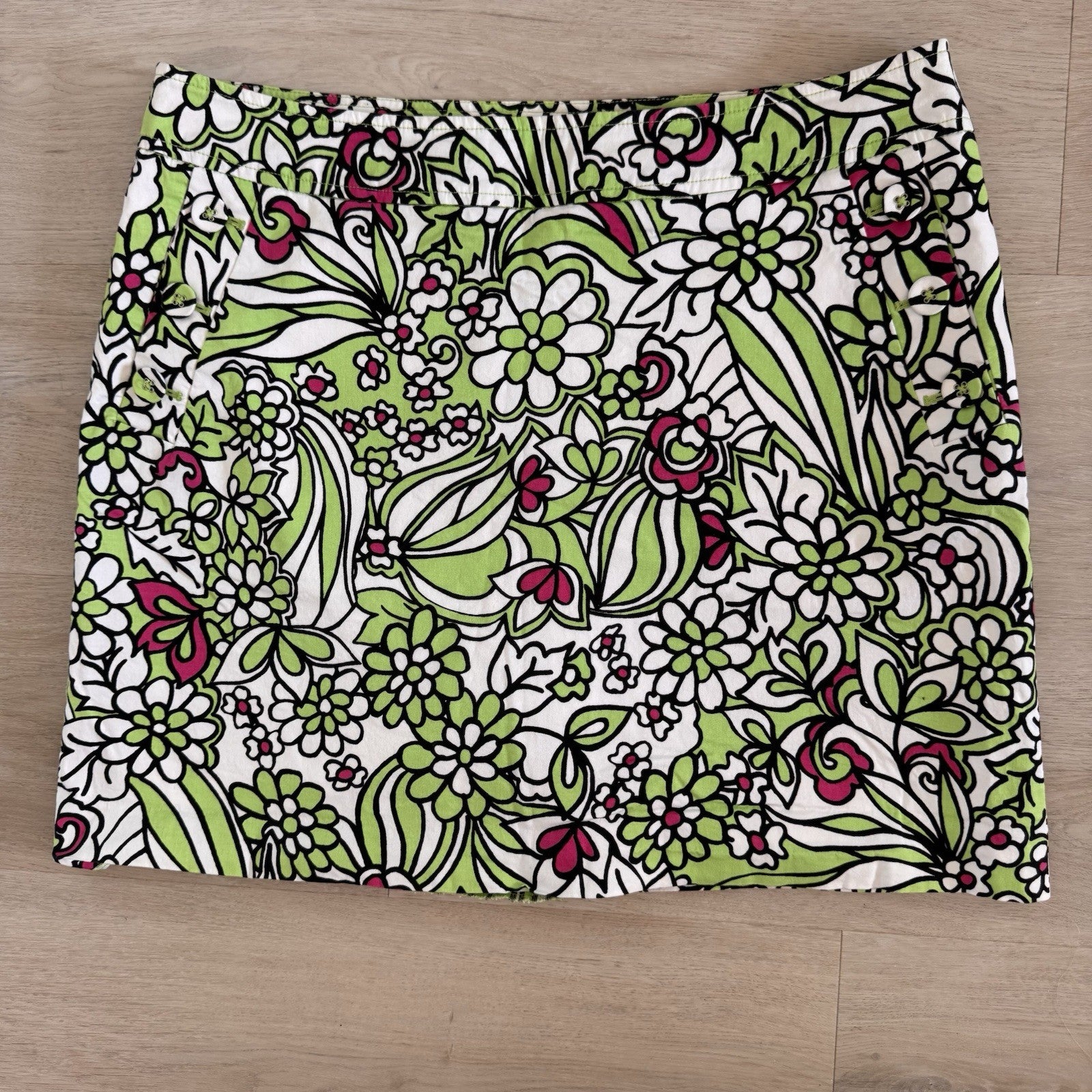 Liz Golf Floral Skort Size 14 Green Pink Preppy Golf Skirt Women’s