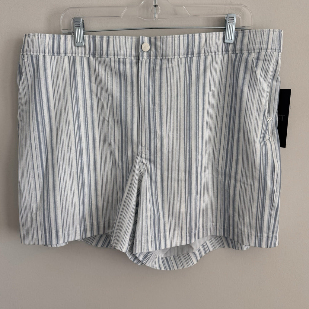 VRST Men's XL 5" Resort Short Muted Denim Calm Stripe NWT Slim Fit Lined Hybrid