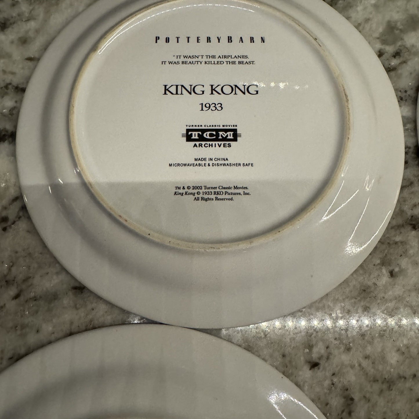 POTTERY BARN Ceramic PLATES Set of 4 HOLLYWOOD Classic MOVIES TCM 8" Diameter