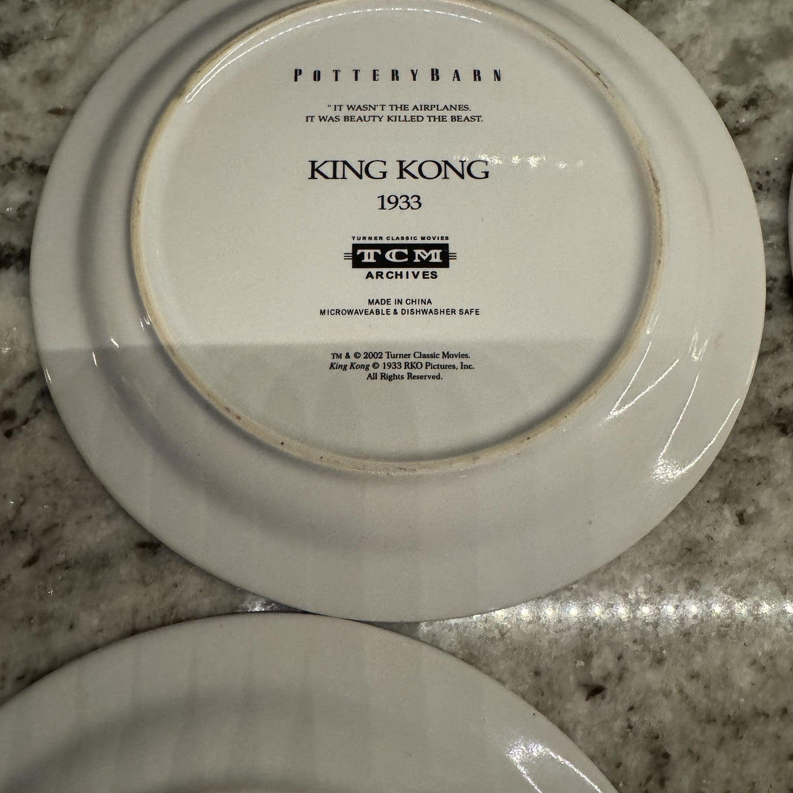 POTTERY BARN Ceramic PLATES Set of 4 HOLLYWOOD Classic MOVIES TCM 8" Diameter
