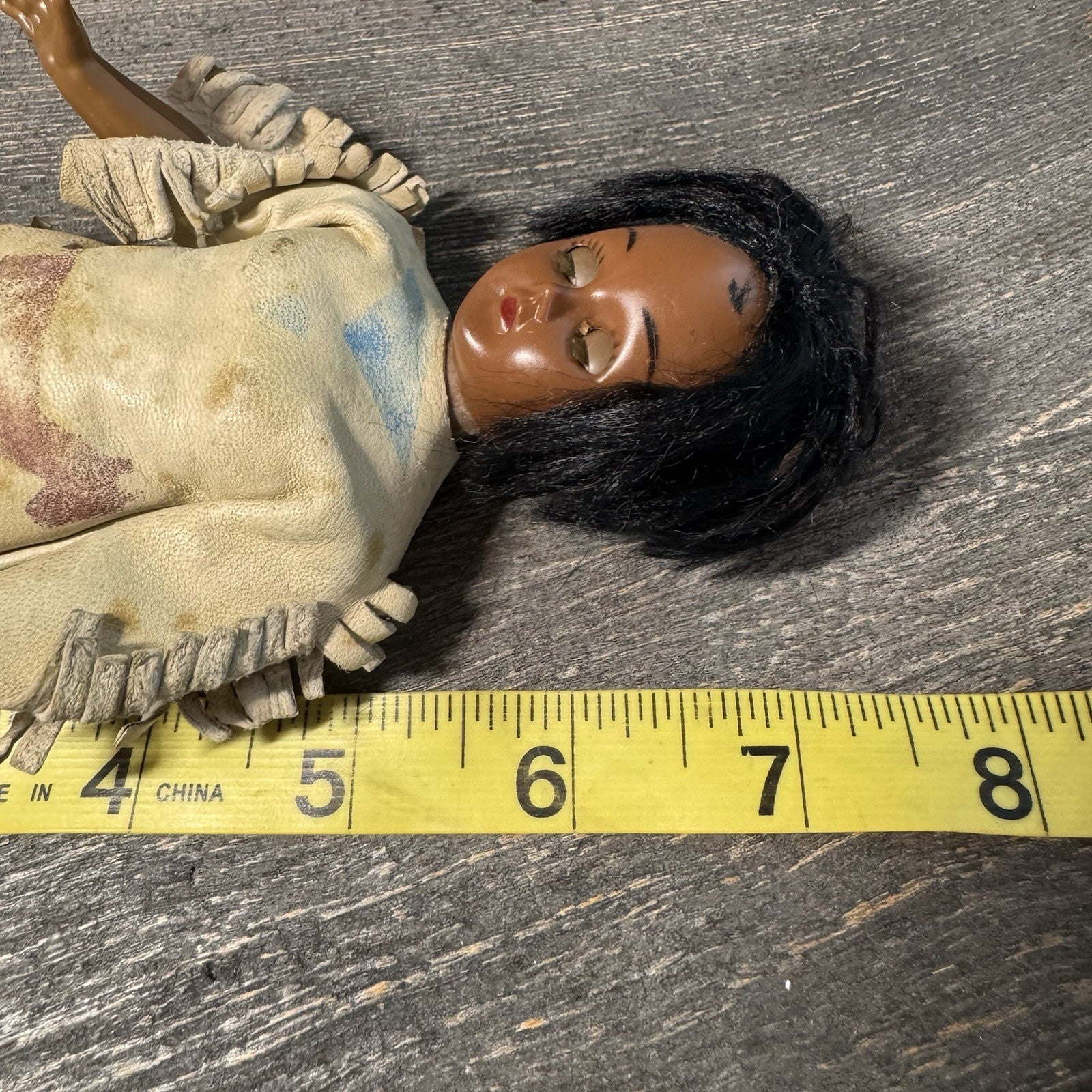 Vintage Native American & Eskimo Style Doll Trio 8" Fringed Buckskin Faux Fur
