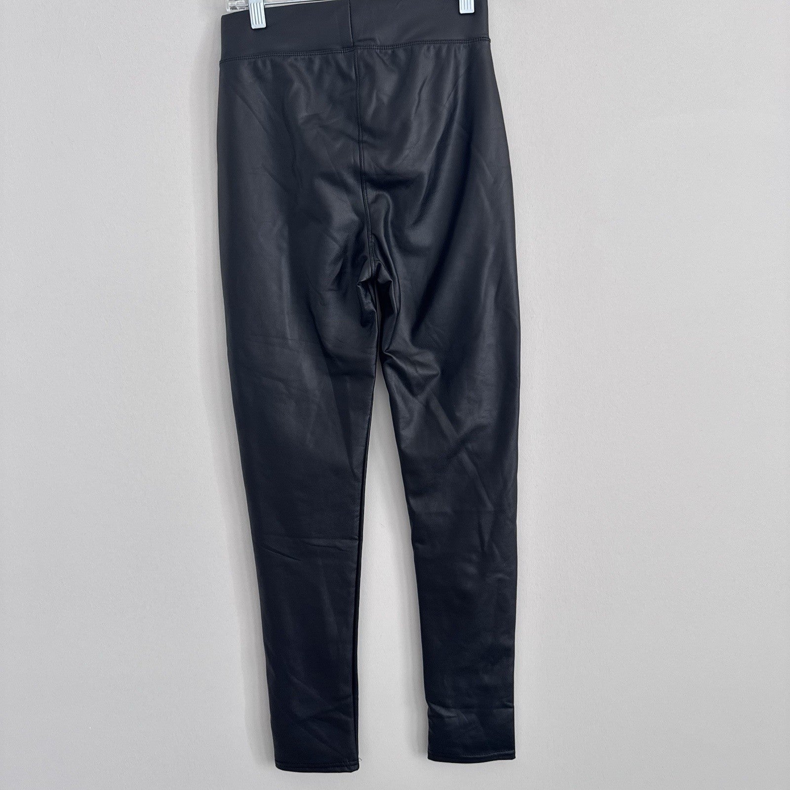 New Mix Faux Leather Leggings S Black High Rise Stretch NWT