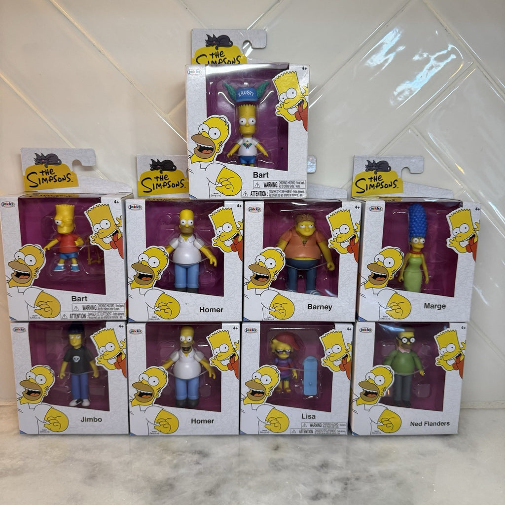 The Simpsons Action Figure Lot Bart Homer Marge Lisa Barney Ned Jimbo Jakks NEW