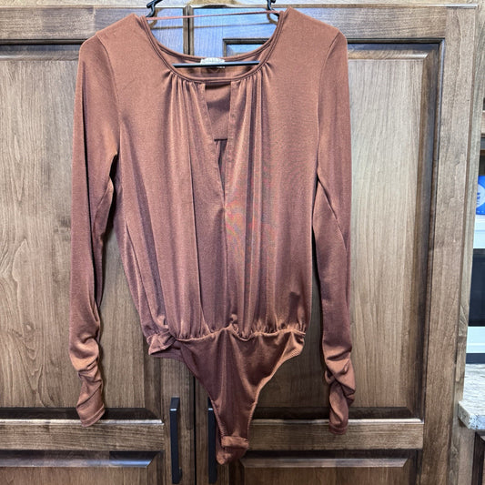 Intimately Free People Women's Turnt Thong Bodysuit Copper Color Size Small