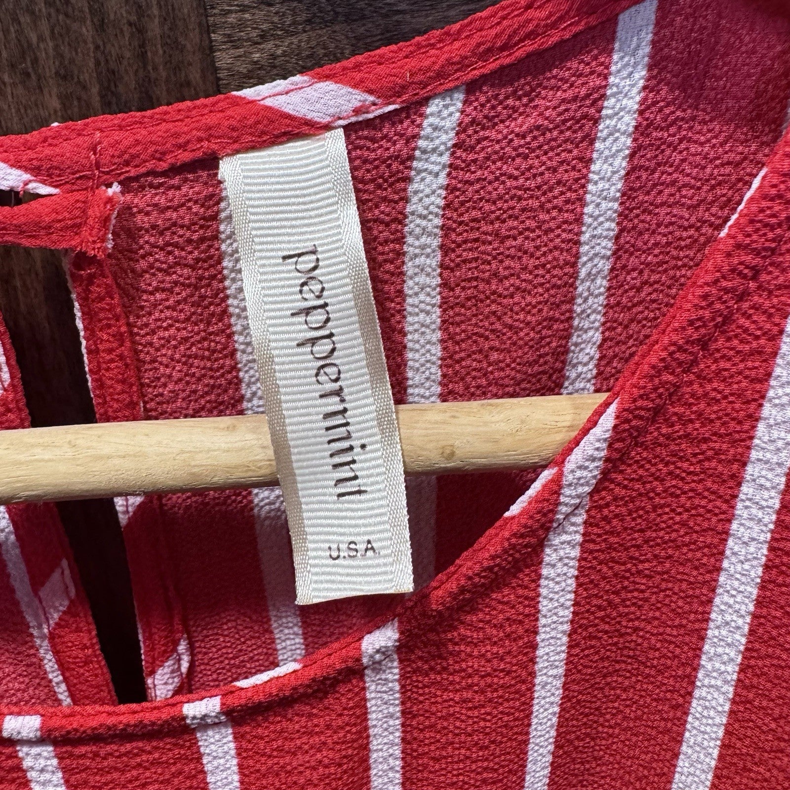 Peppermint USA Red White Striped Sleeveless Jumpsuit Women’s Small 