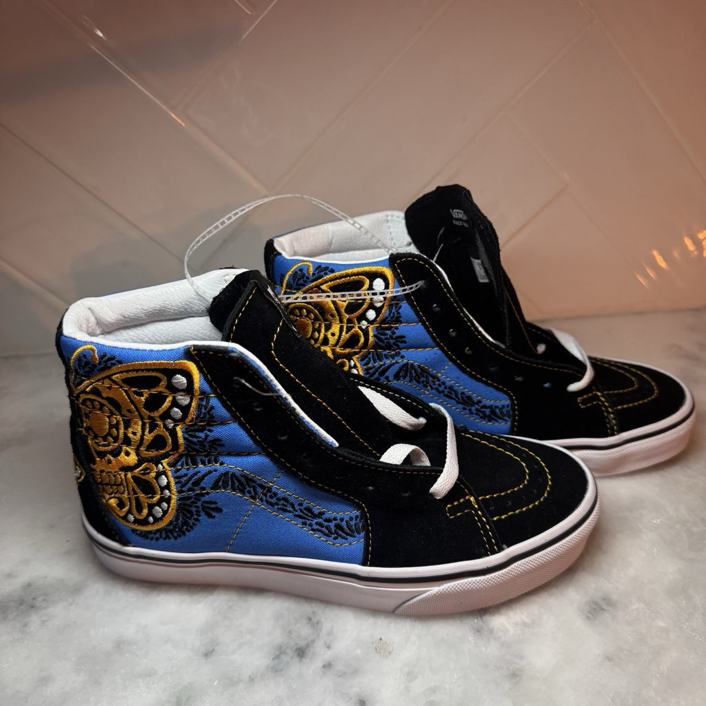 VANS SK8-HI Dia De Muertos Sneaker Black Butterfly Golf Skull Men's Sz 5 W6.5