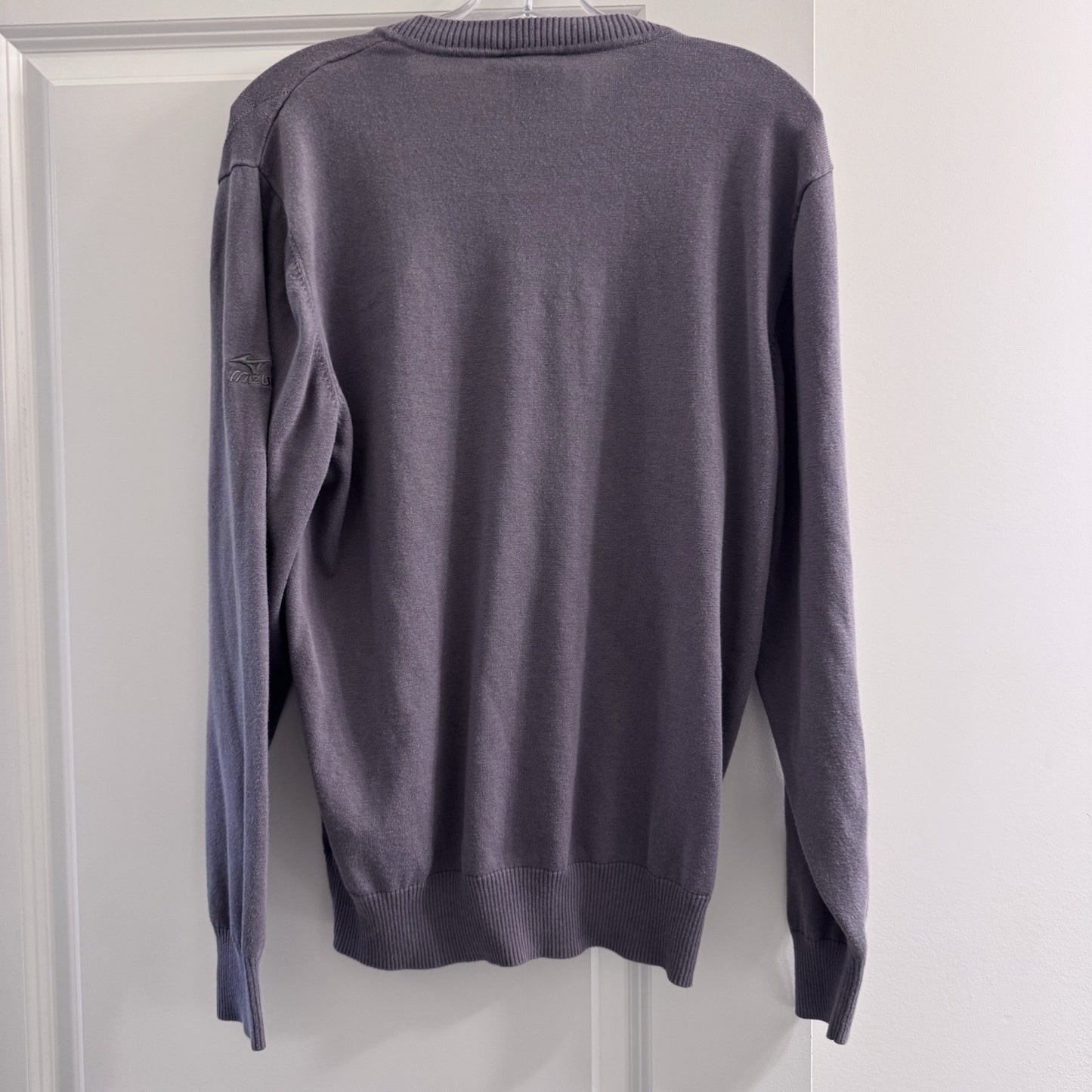 Mizuno Men’s Argyle V-Neck Sweater L Gray Golf Knit Modal Cotton