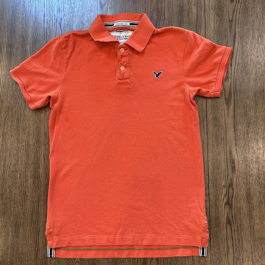 American Eagle Eagle Polo Shirt Men’s Small Orange Vintage Fit Cotton
