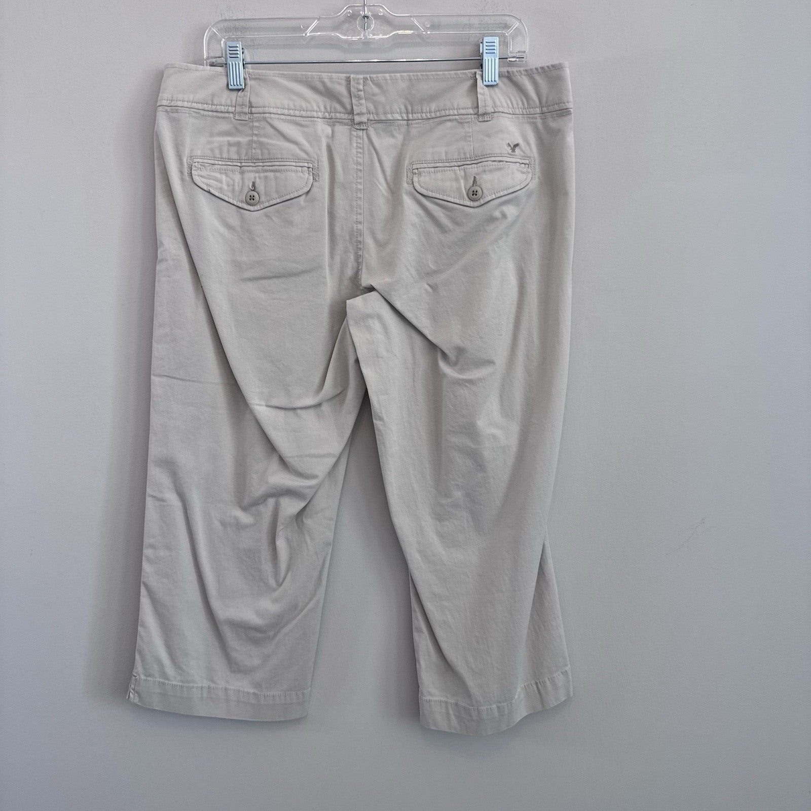American Eagle Womens 12 Capri Pants Beige Khaki Stretch Cropped Casual Y2K