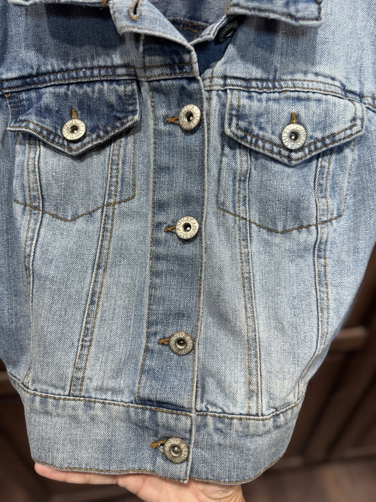 Ashley Stewart Women’s Size 12 Denim Vest Sleeveless Frayed 