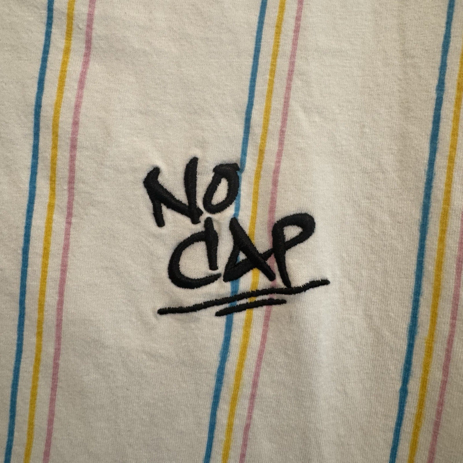 WXYZ No Cap Striped T Shirt Mens XL White Pastel Skate Streetwear Tee