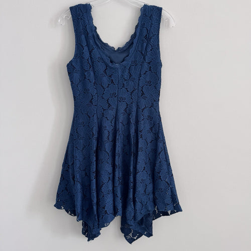Altar’d State Lace Dress S Blue Handkerchief Hem Sleeveless