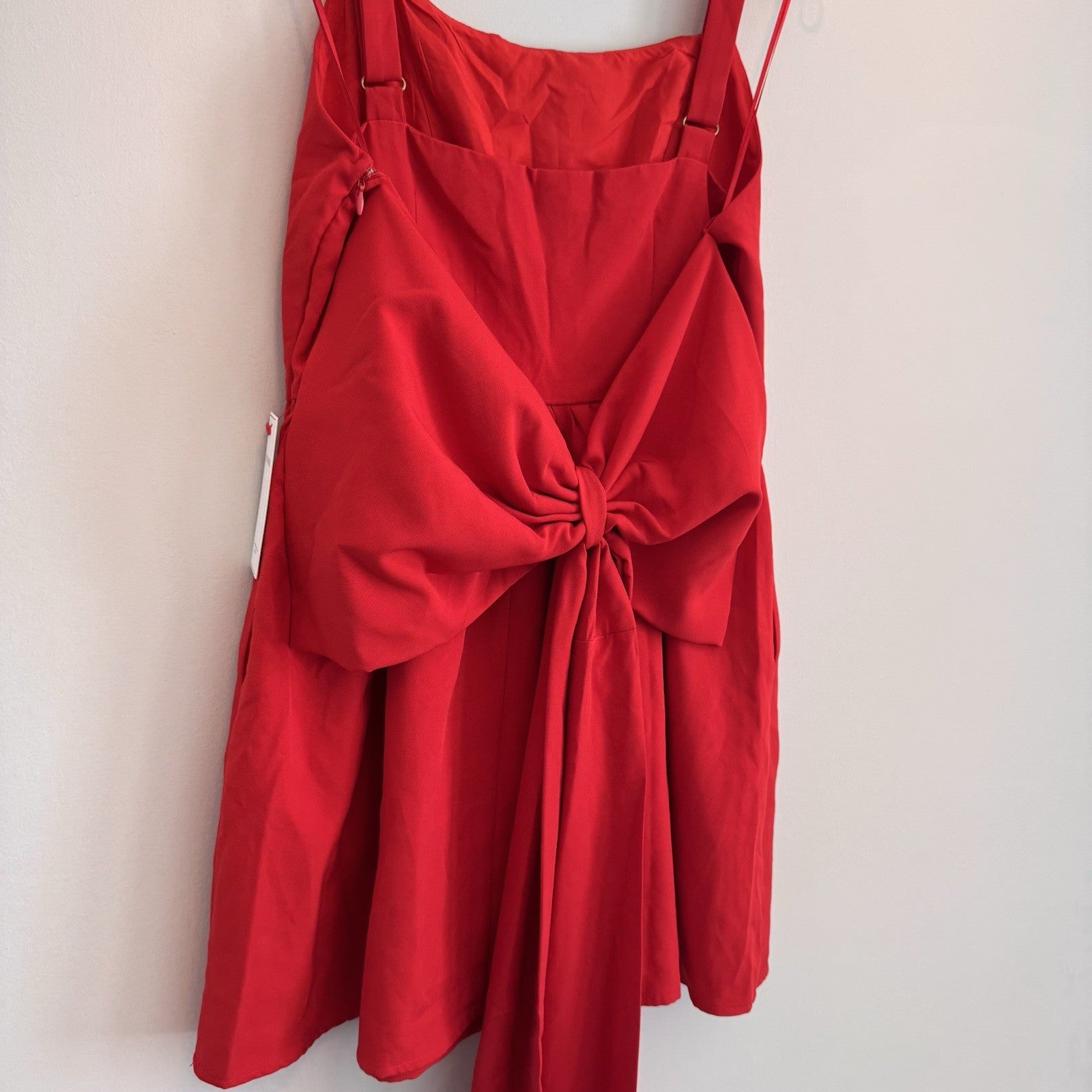 NWT Aura Boutique Womens M Red Dress Oversized Bow Tie Back Open Back