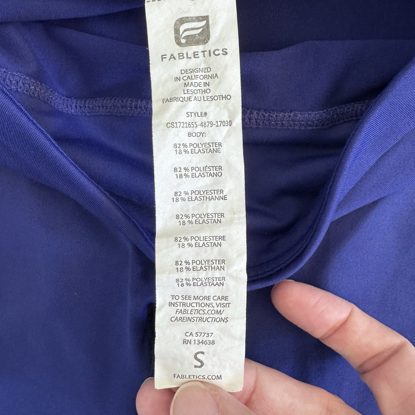 Fabletics Womens Blue High Rise Performance Leggings Pocket Size Small 