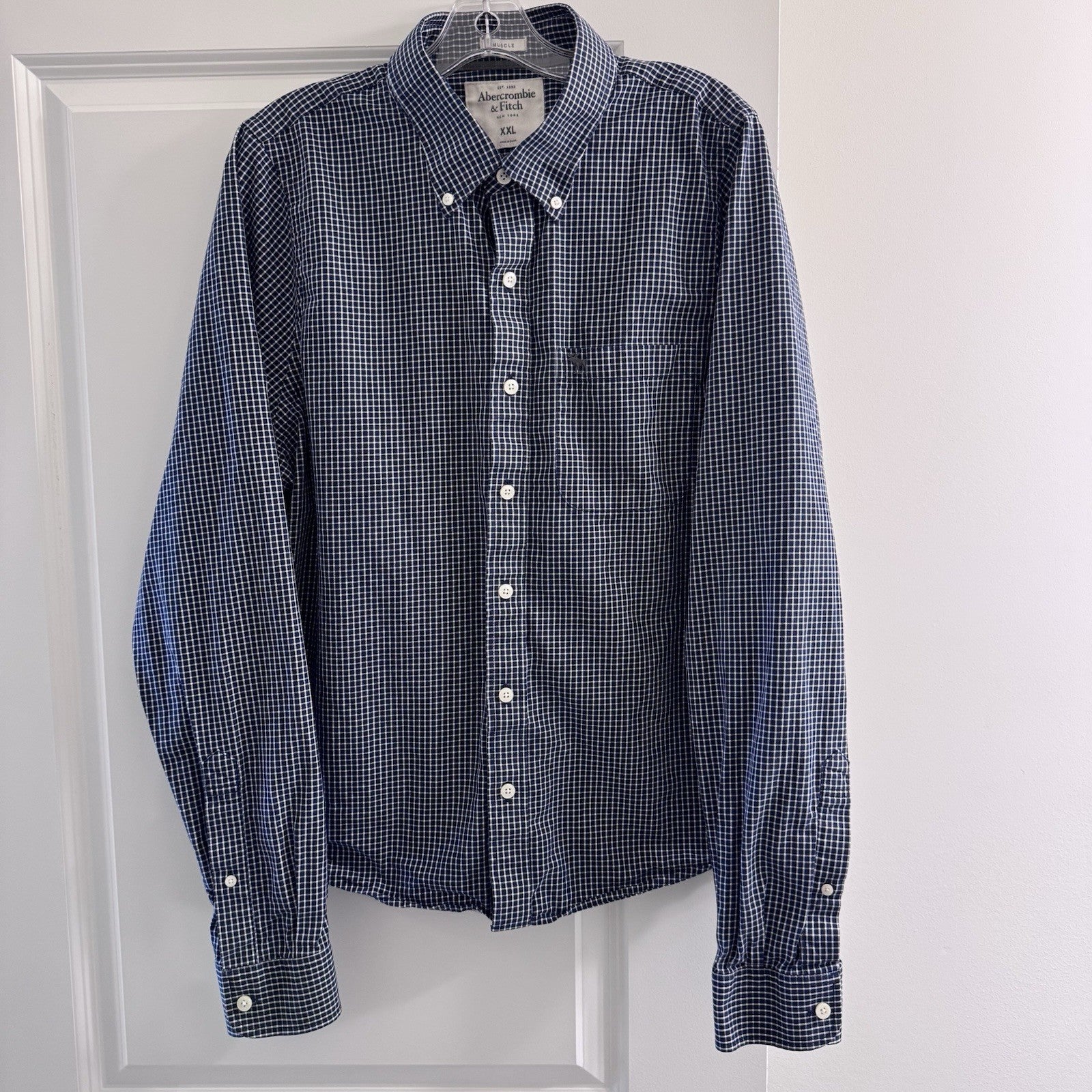 Abercrombie & Fitch XXL Blue Check Shirt Button Down 100% Cotton Long Sleeve ‘11